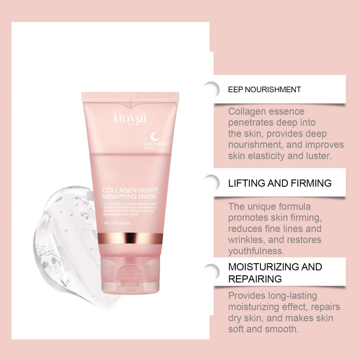 Collagen Overnight Wrapping Mask Fade Fine Lines Firming Deep Hydrating Replenishment Shrink Pores Brightening Korean Skin Care