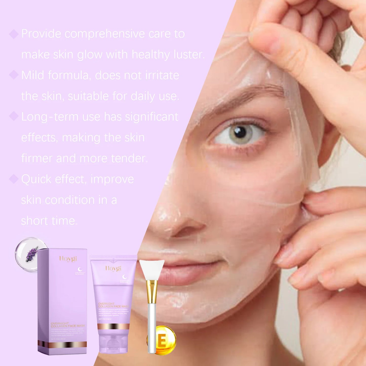 Collagen Overnight Wrapping Mask Fade Fine Lines Firming Deep Hydrating Replenishment Shrink Pores Brightening Korean Skin Care