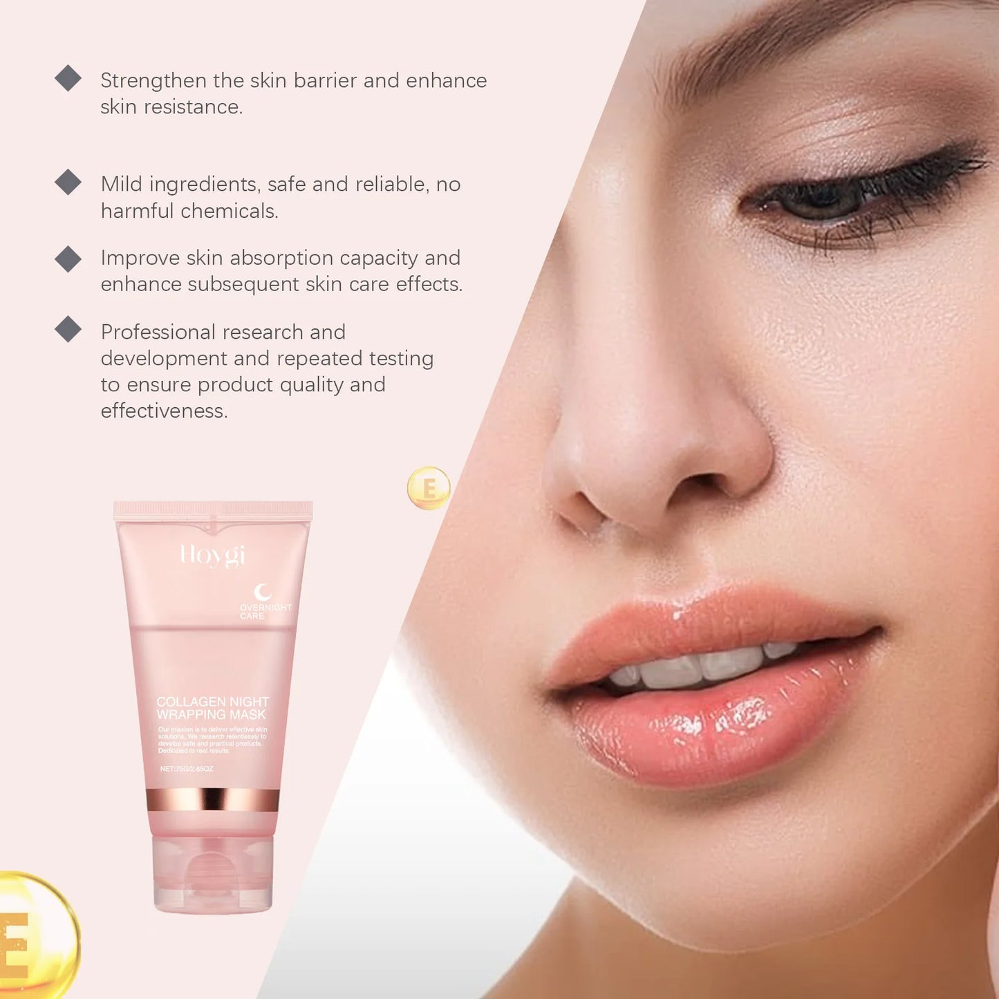 Collagen Overnight Wrapping Mask Fade Fine Lines Firming Deep Hydrating Replenishment Shrink Pores Brightening Korean Skin Care