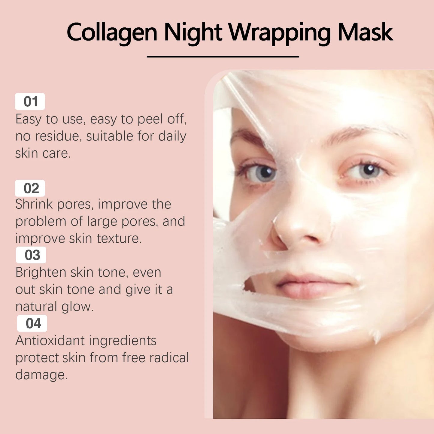 Collagen Overnight Wrapping Mask Fade Fine Lines Firming Deep Hydrating Replenishment Shrink Pores Brightening Korean Skin Care