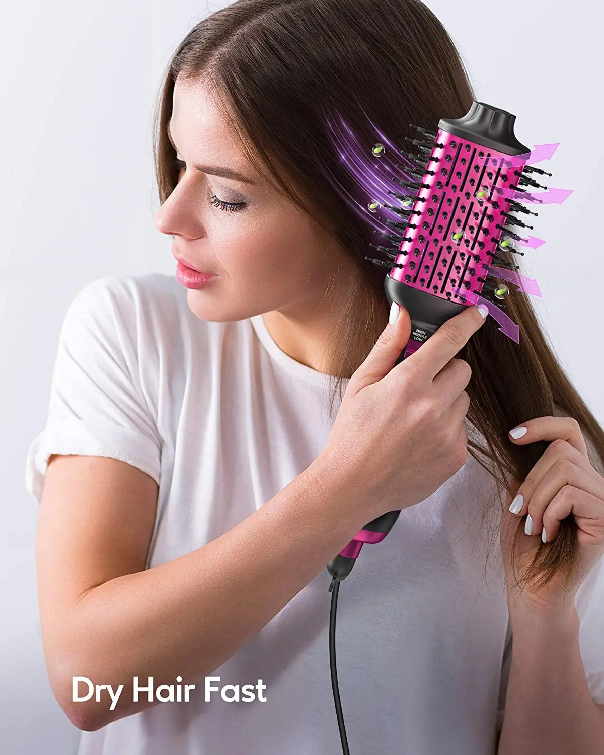 KIPOZI Hot Air Brush 4 in 1 Hot Air Comb Reduces Frizz Static Electricity Hair Dryer Blow Dryer Brush Create Voluminous Curls