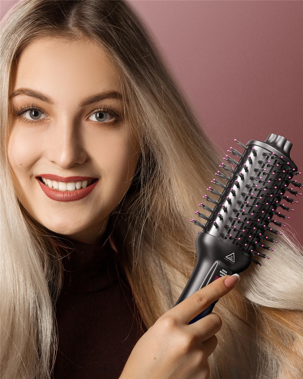 KIPOZI Hot Air Brush 4 in 1 Hot Air Comb Reduces Frizz Static Electricity Hair Dryer Blow Dryer Brush Create Voluminous Curls