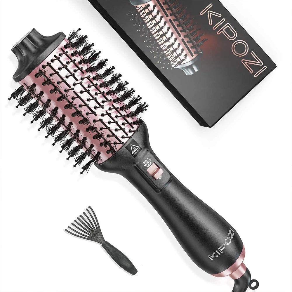 KIPOZI Hot Air Brush 4 in 1 Hot Air Comb Reduces Frizz Static Electricity Hair Dryer Blow Dryer Brush Create Voluminous Curls