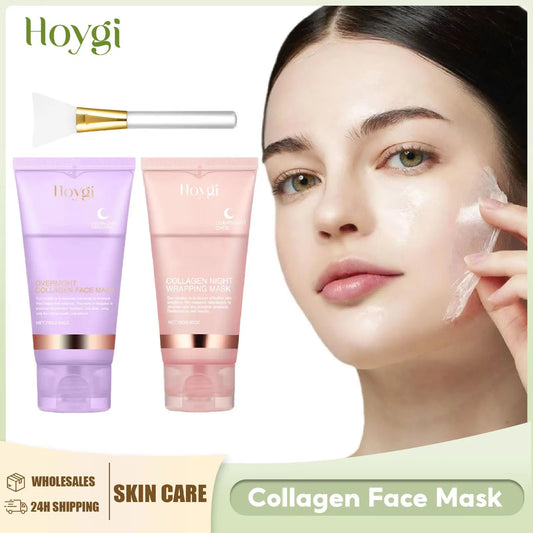 Collagen Overnight Wrapping Mask Fade Fine Lines Firming Deep Hydrating Replenishment Shrink Pores Brightening Korean Skin Care
