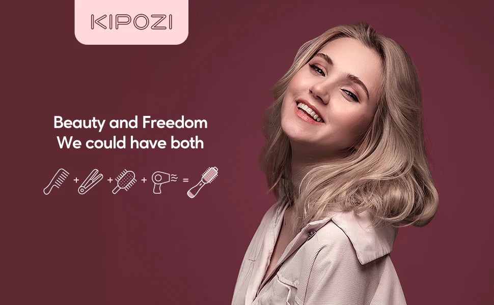 KIPOZI Hot Air Brush 4 in 1 Hot Air Comb Reduces Frizz Static Electricity Hair Dryer Blow Dryer Brush Create Voluminous Curls