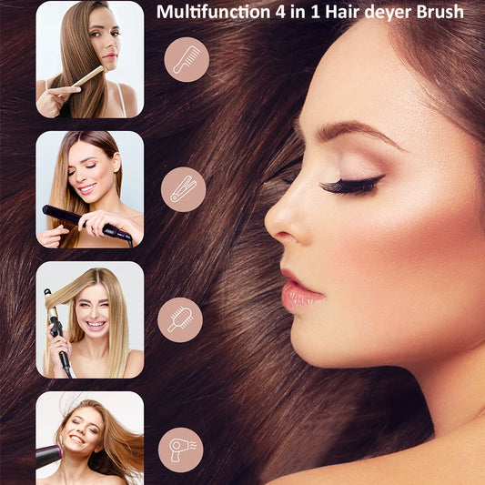 KIPOZI Hot Air Brush 4 in 1 Hot Air Comb Reduces Frizz Static Electricity Hair Dryer Blow Dryer Brush Create Voluminous Curls