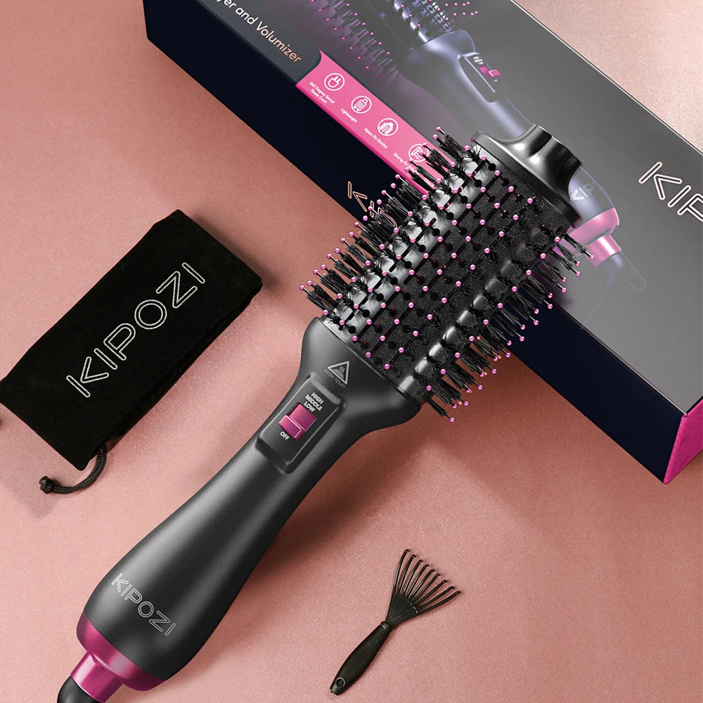 KIPOZI Hot Air Brush 4 in 1 Hot Air Comb Reduces Frizz Static Electricity Hair Dryer Blow Dryer Brush Create Voluminous Curls